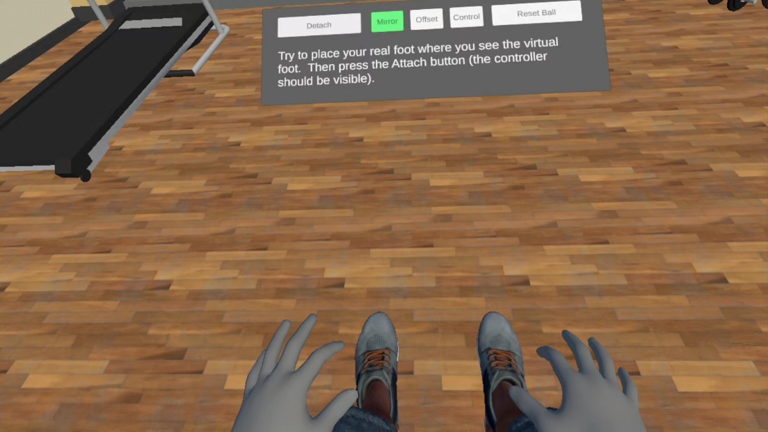 HEAL-XR: first-person view of virtual legs in a gym environment